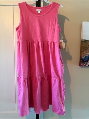 dip Girls Bright Pink Sleeveless Tiered Dress